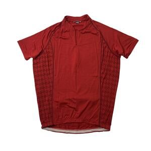 Smartwool Cycling Jersey Mens XL Extra Large Red Wool Blend Houndstooth Biking